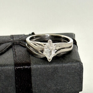 14K White Yellow Gold Natural Marquise VS Diamond Engagement Band Ring Size 6.25